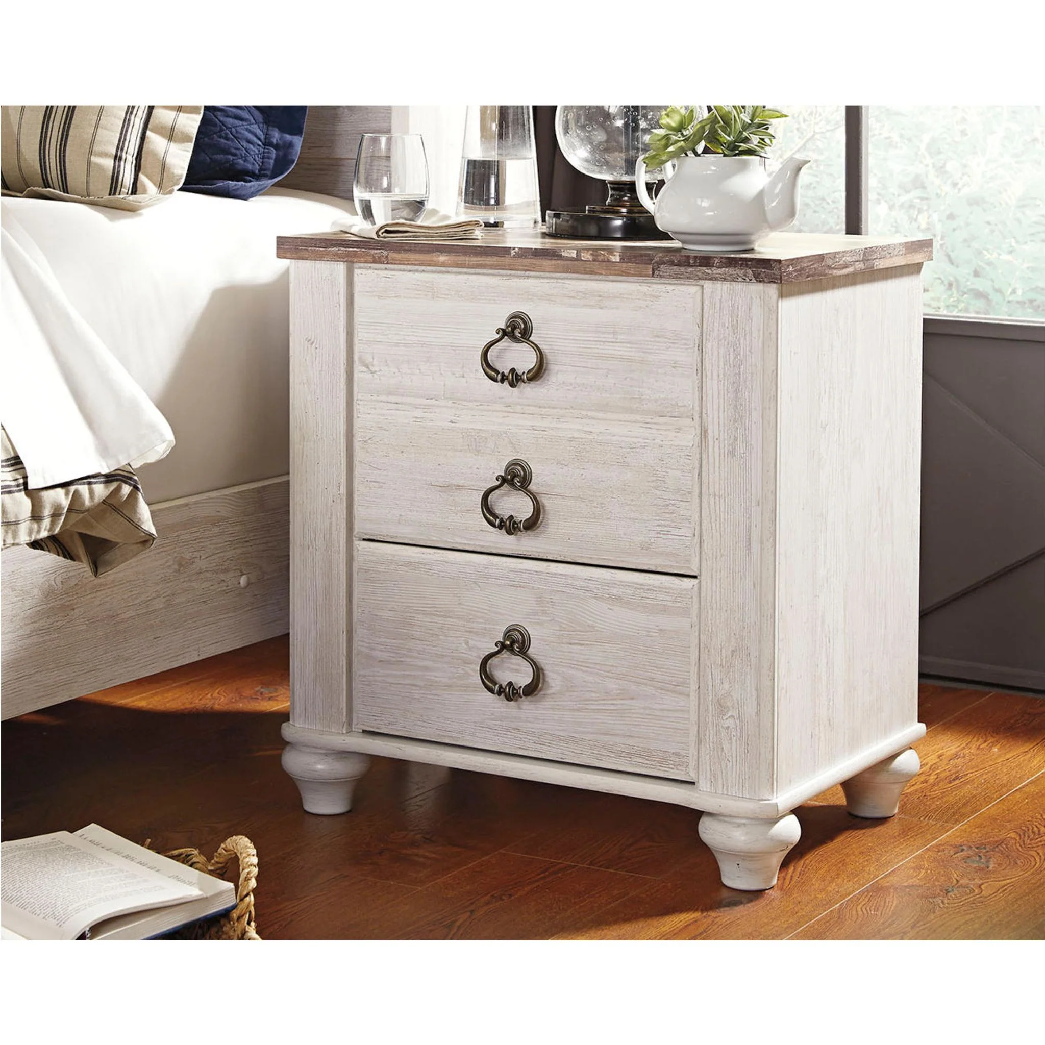 Willowton Nightstand - Whitewash - Image 12