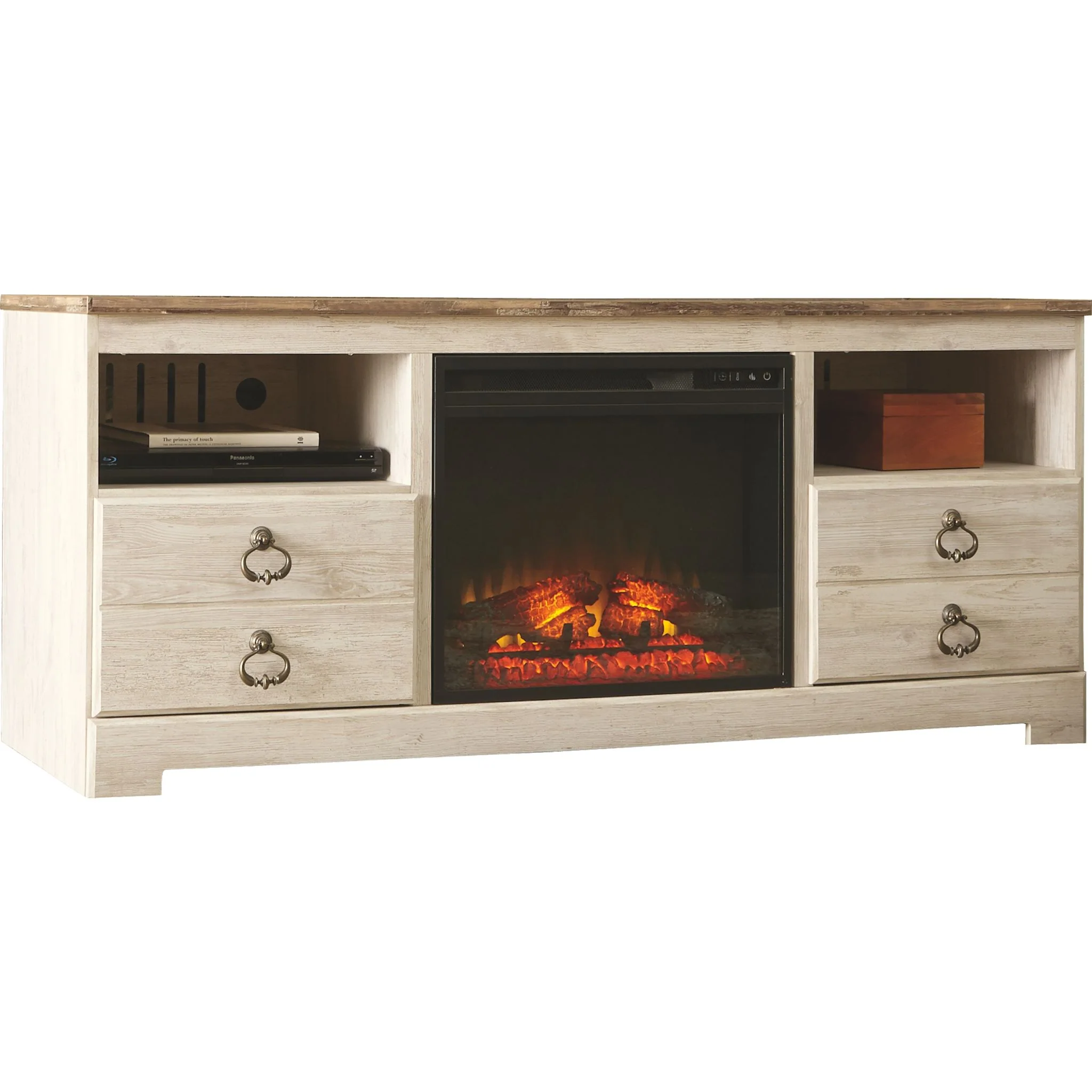 Willowton Entertainment Unit with Fireplace - Whitewash
