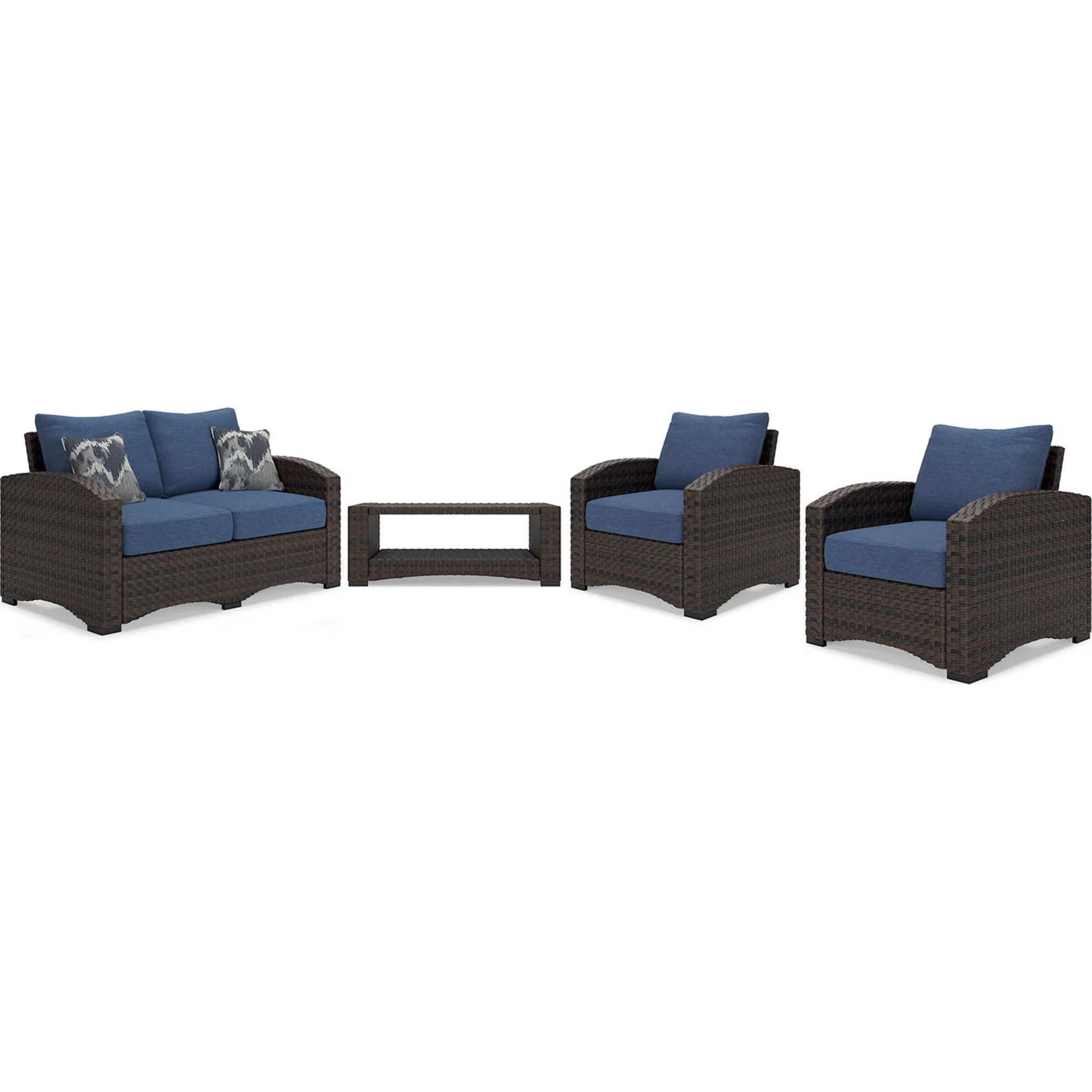 Windglow 4 Piece Outdoor Seating - Blue/Brown - Image 2