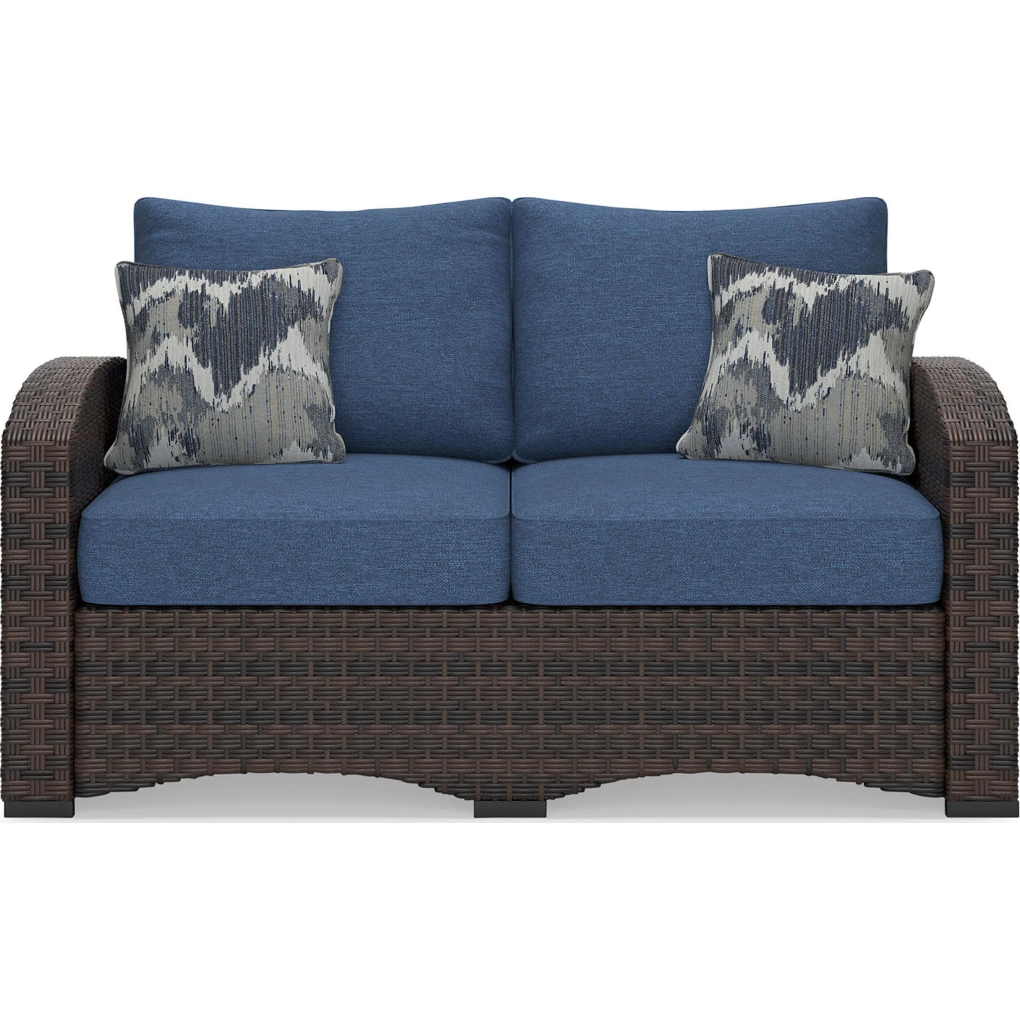 Windglow Outdoor Loveseat with Cushion - Blue/Brown