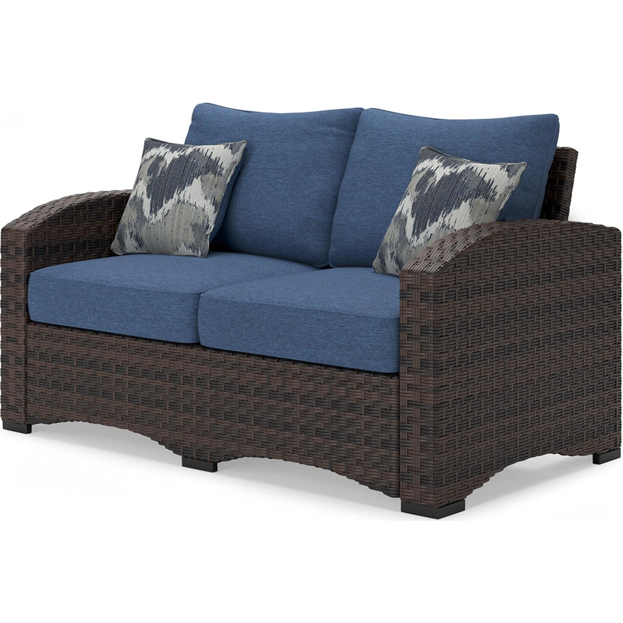 Windglow Outdoor Loveseat with Cushion - Blue/Brown - Image 12