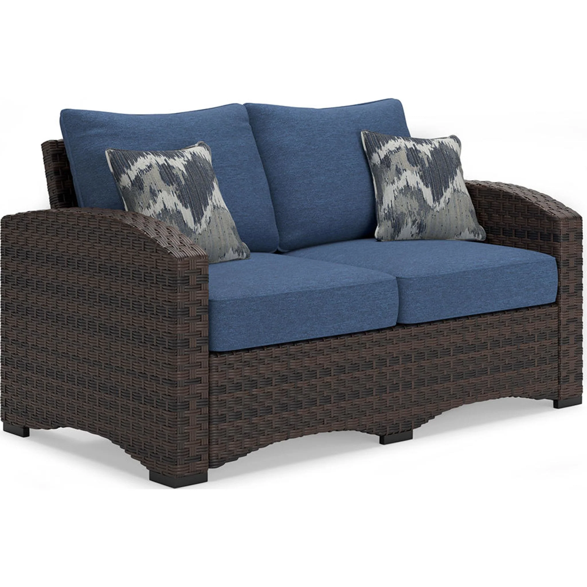 Windglow Outdoor Loveseat with Cushion - Blue/Brown - Image 19
