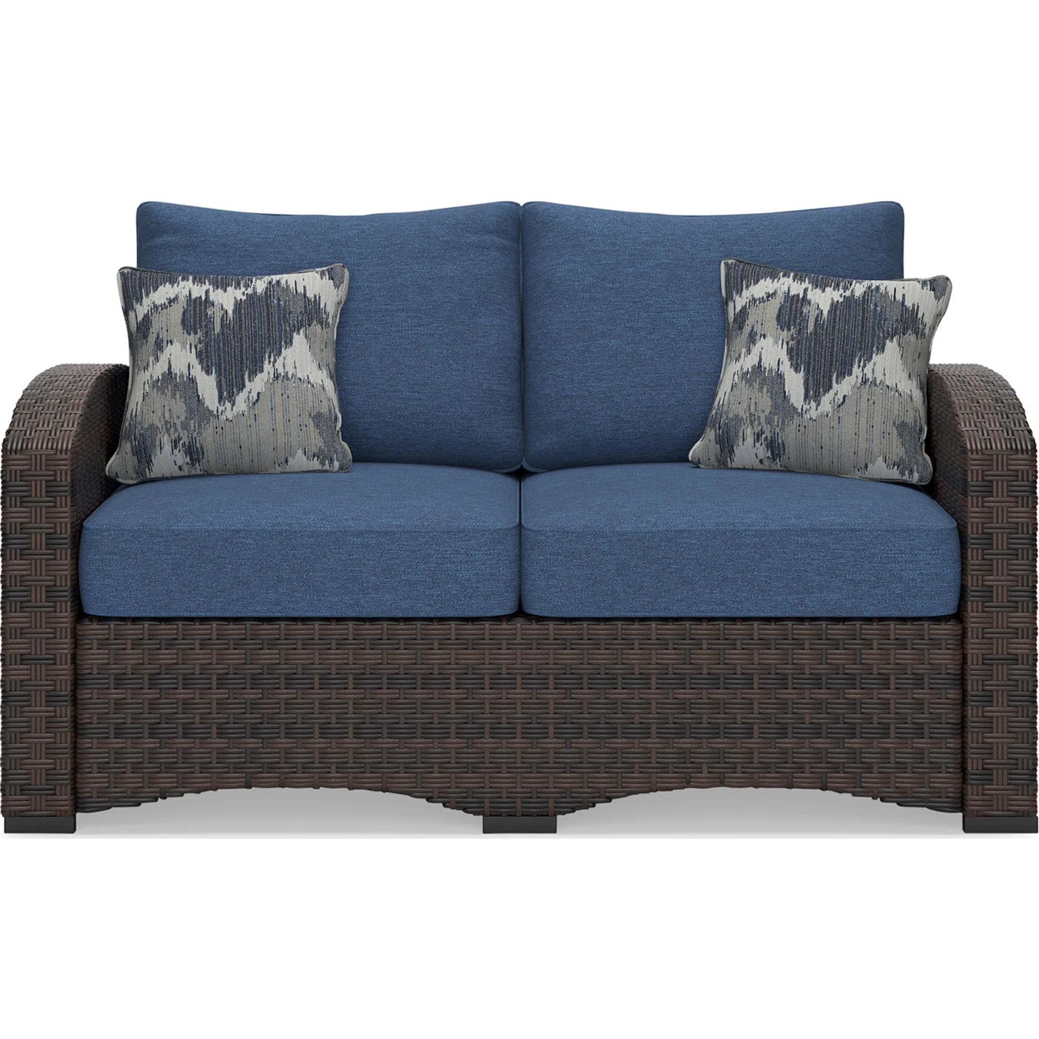 Windglow Outdoor Loveseat with Cushion - Blue/Brown - Image 6