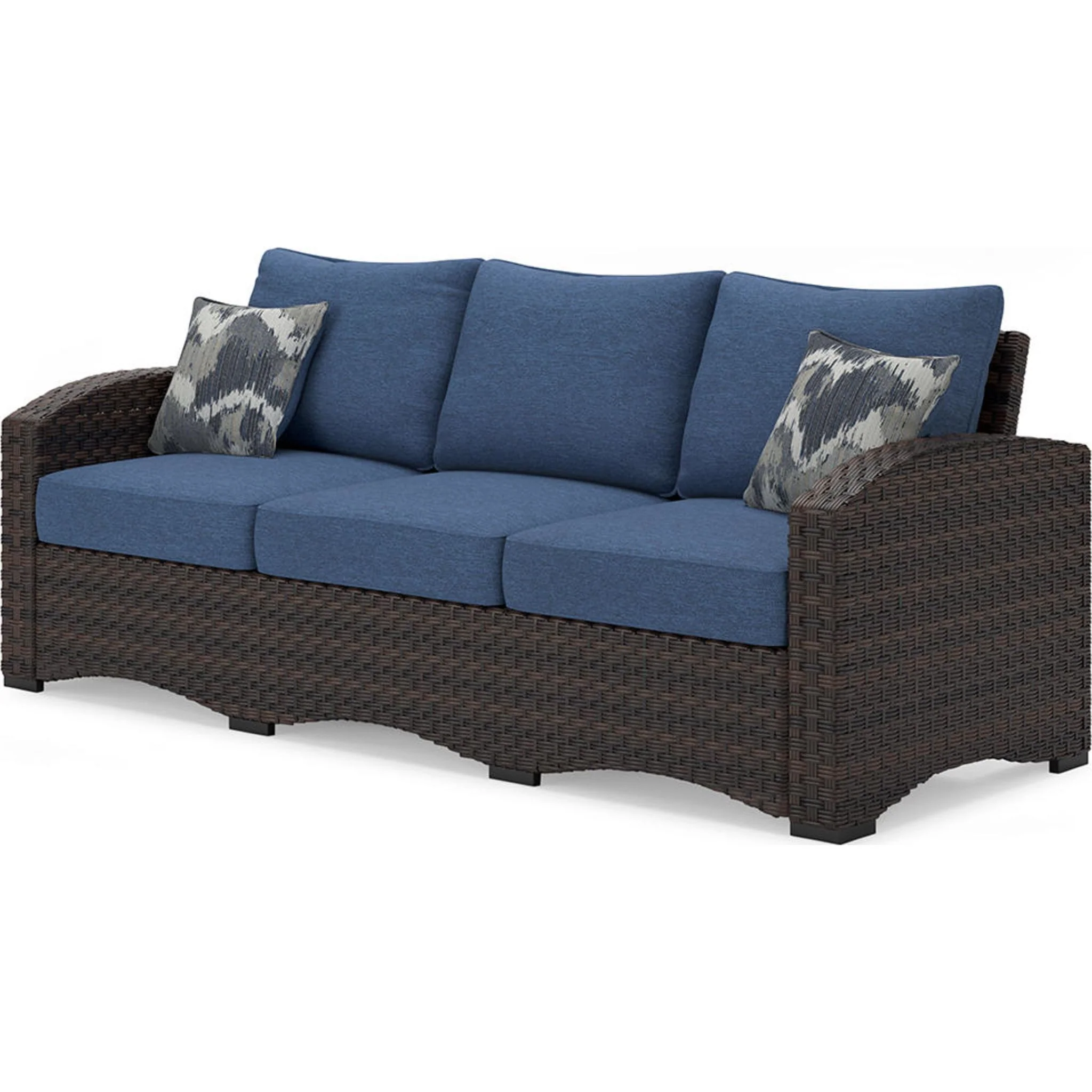 Windglow Outdoor Sofa with Cushion - Blue/Brown - Image 4