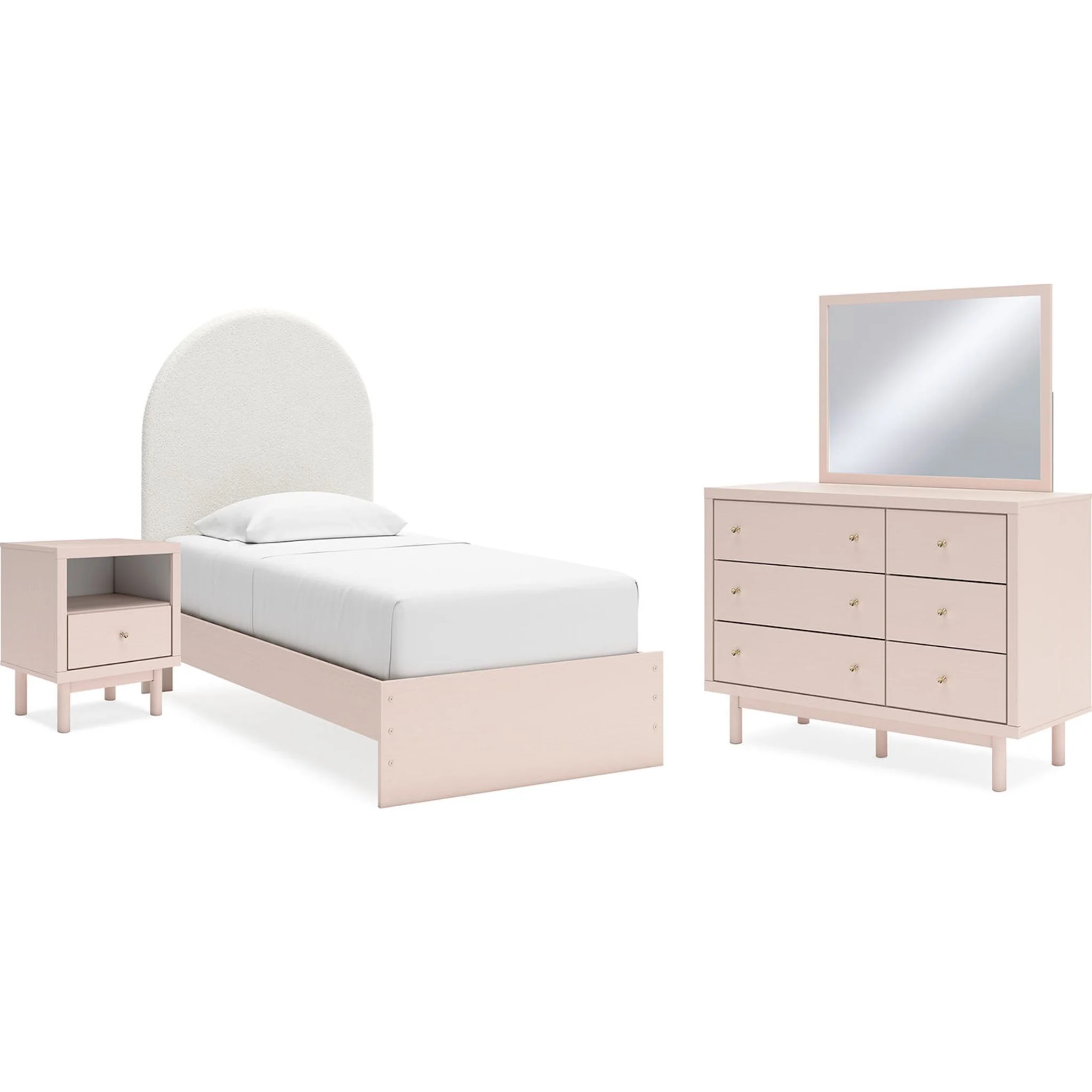 Wistenpine 6 Piece Platform Bedroom - Blush