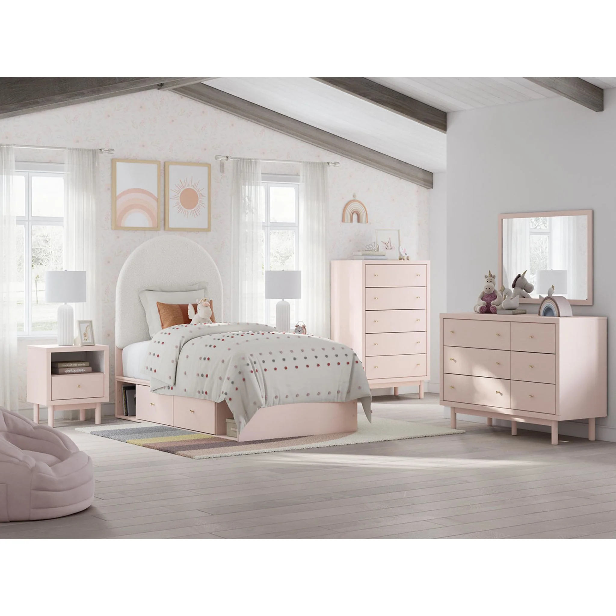 Wistenpine Twin Storage Bed - Blush - Image 15