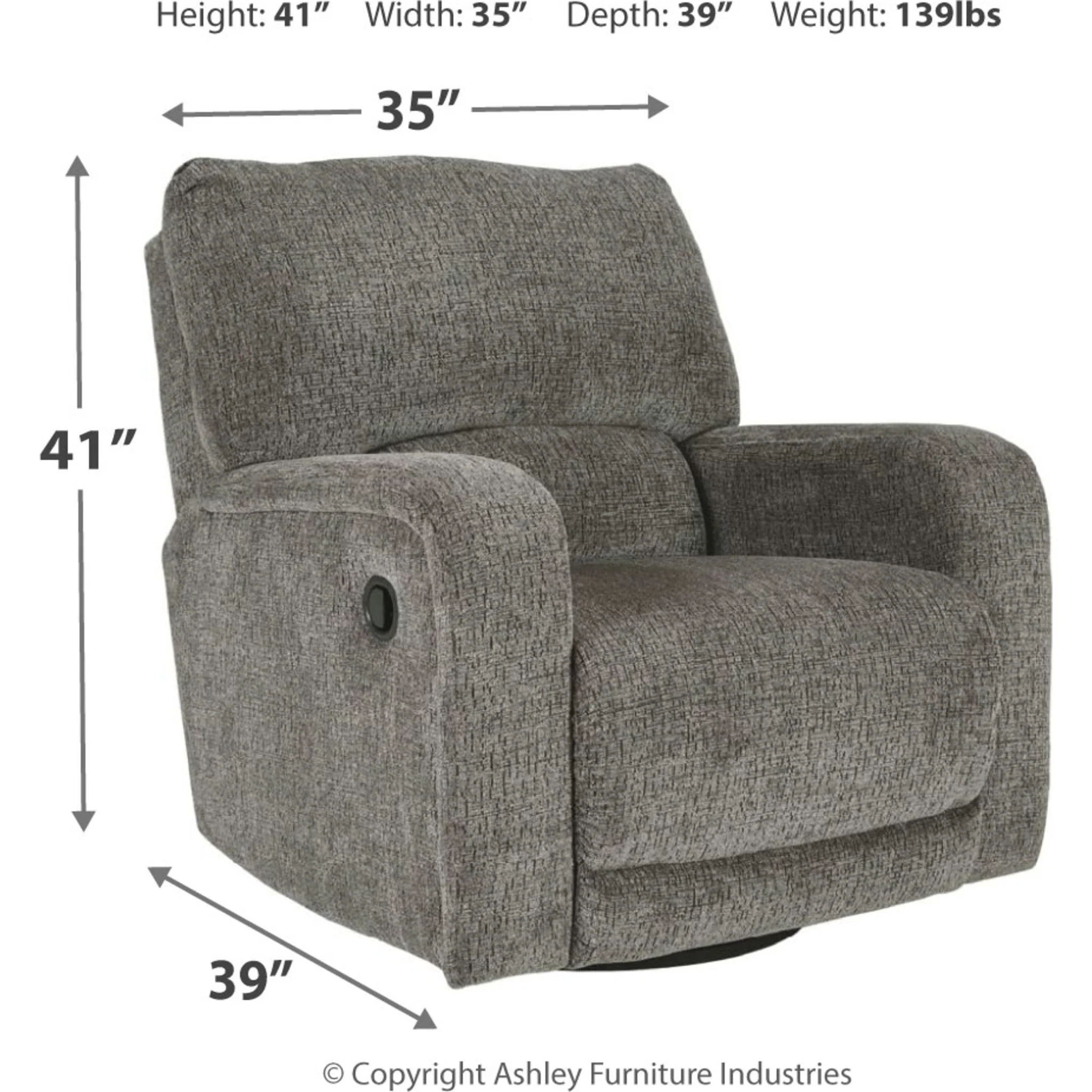 Wittlich Swivel Glider Recliner - Slate - Image 4