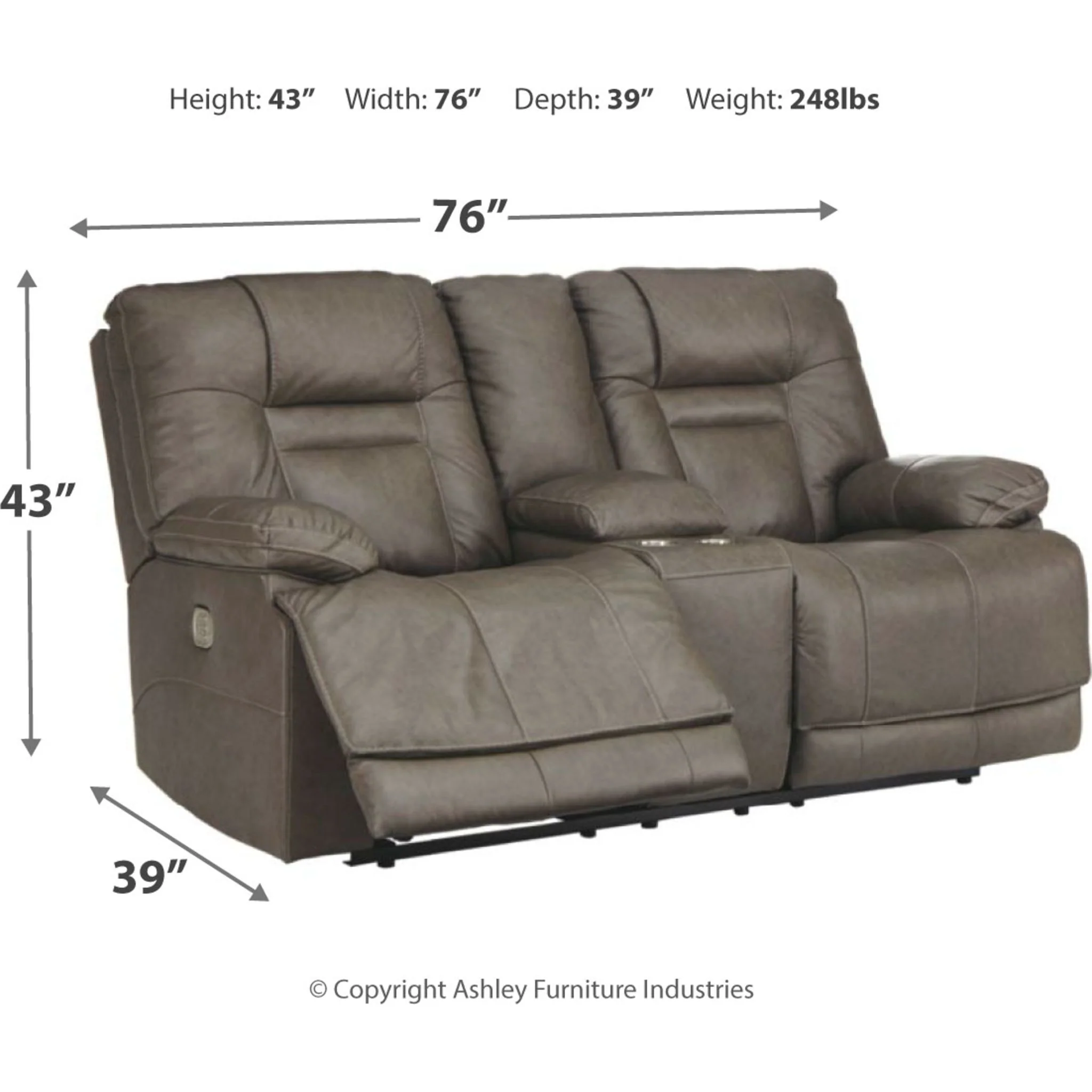 Wurstrow Power Reclining Loveseat With Power Headrest - Smoke - Image 4