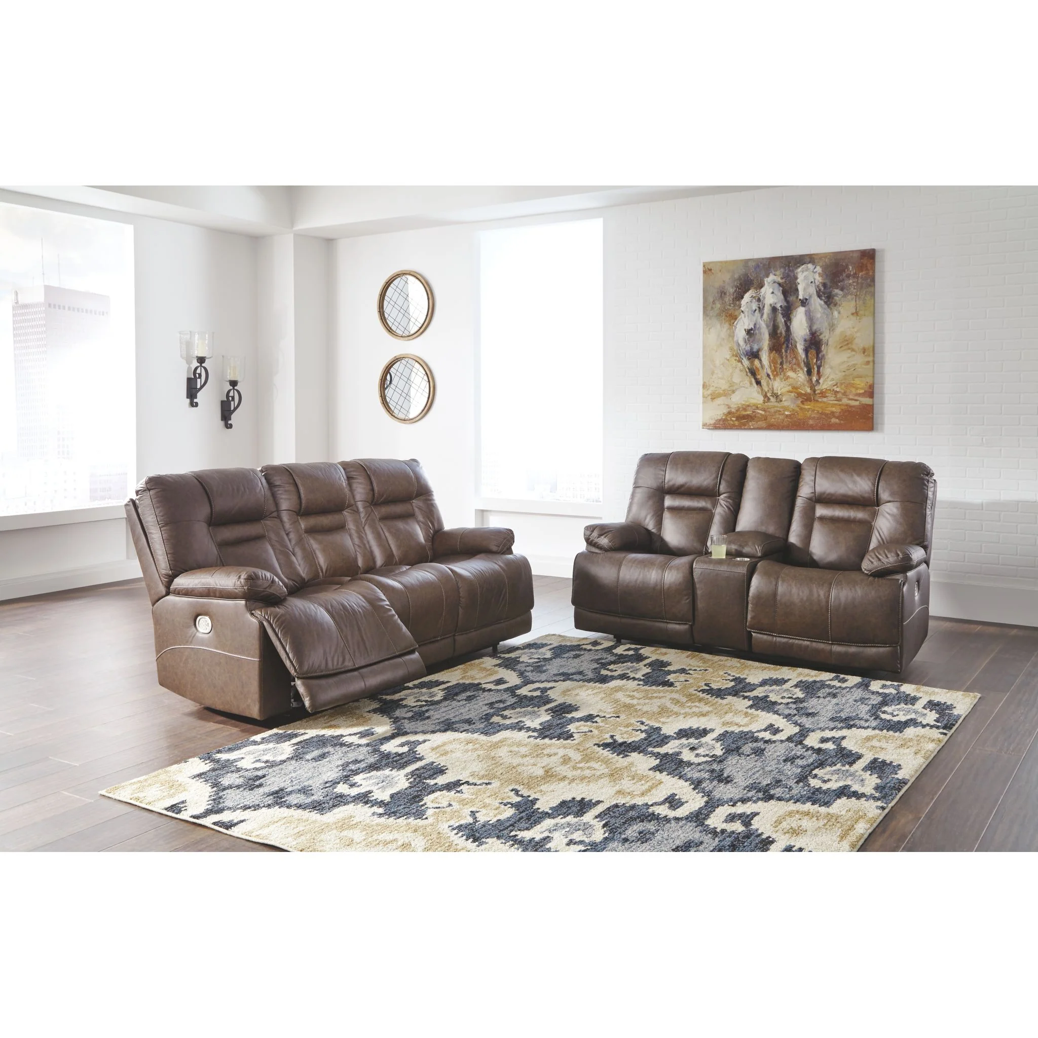 Wurstrow Power Reclining Loveseat With Power Headrest - Umber - Image 3