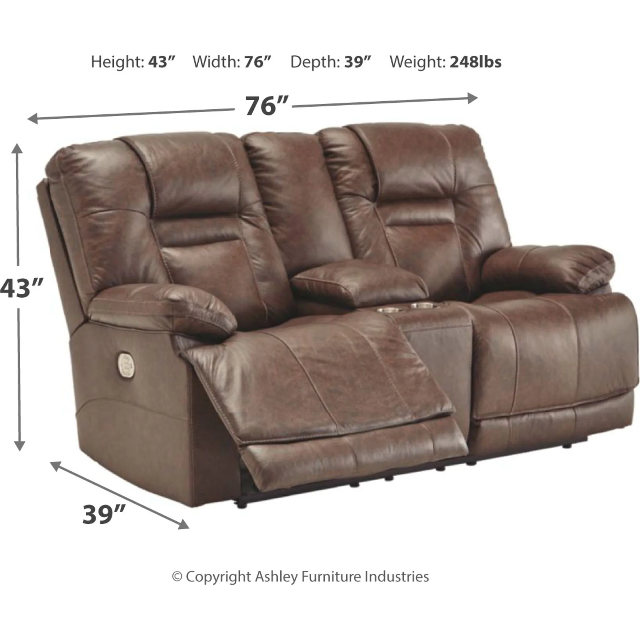 Wurstrow Power Reclining Loveseat With Power Headrest - Umber - Image 8