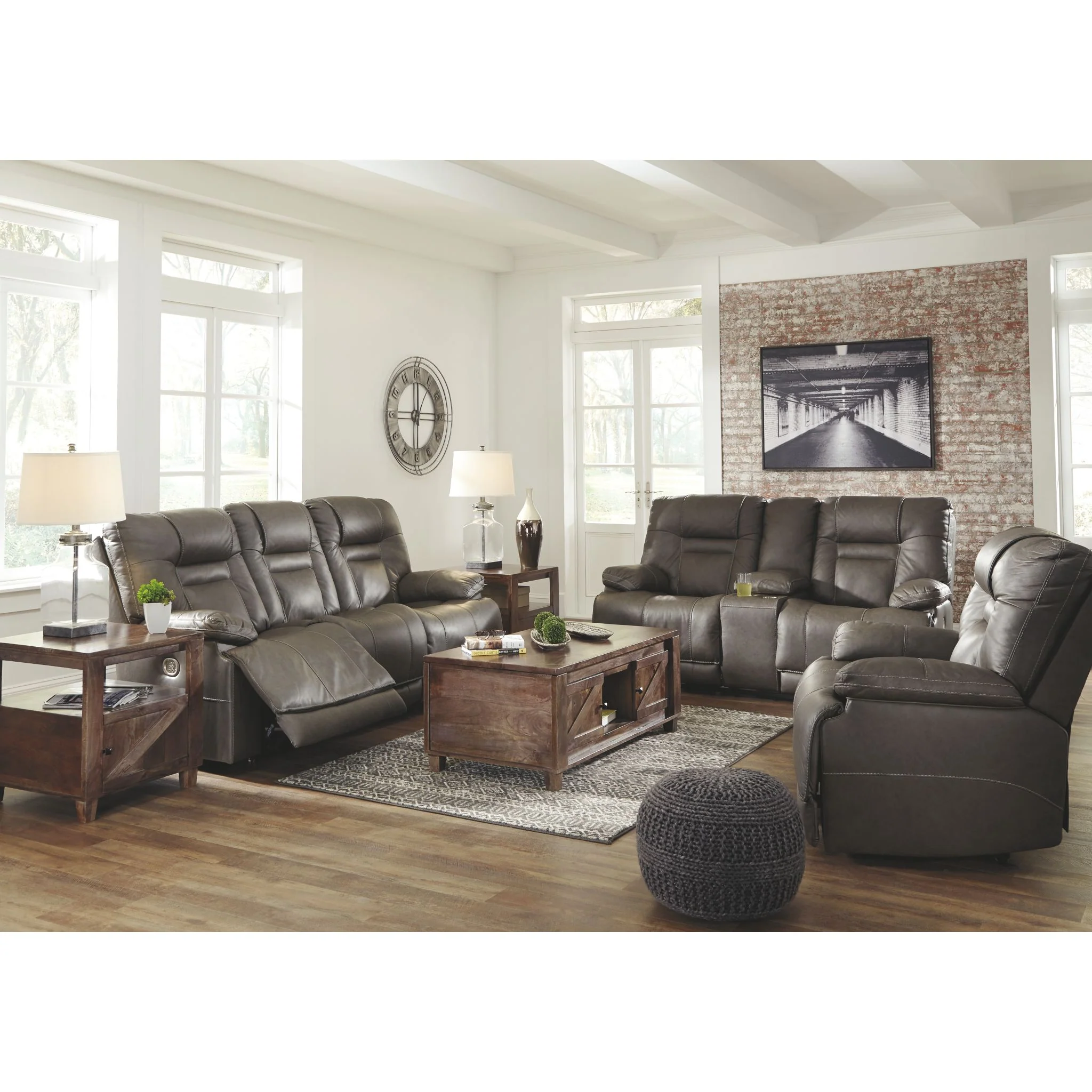 Wurstrow Power Reclining Sofa With Power Headrest - Smoke - Image 3