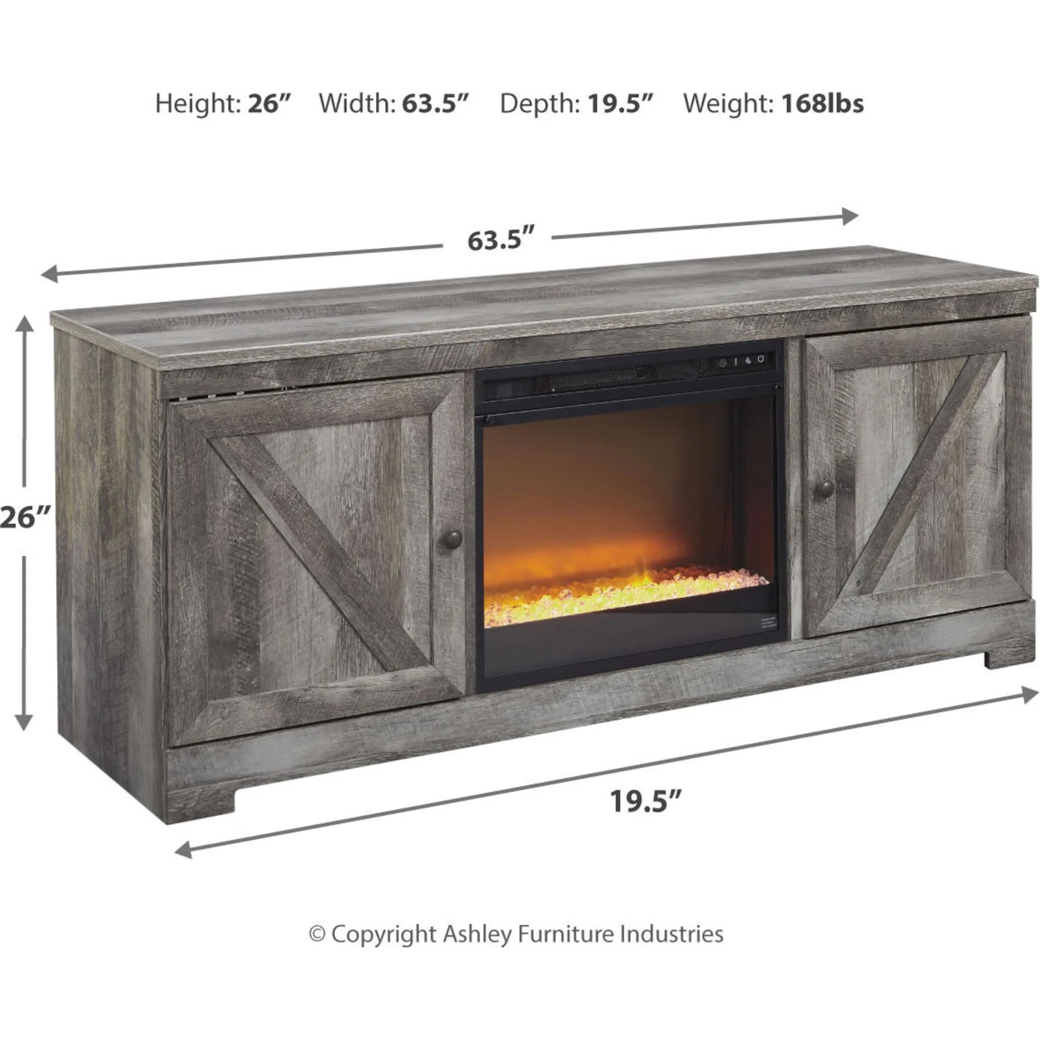 Wynnlow Entertainment Unit with Fireplace - Gray - Image 14