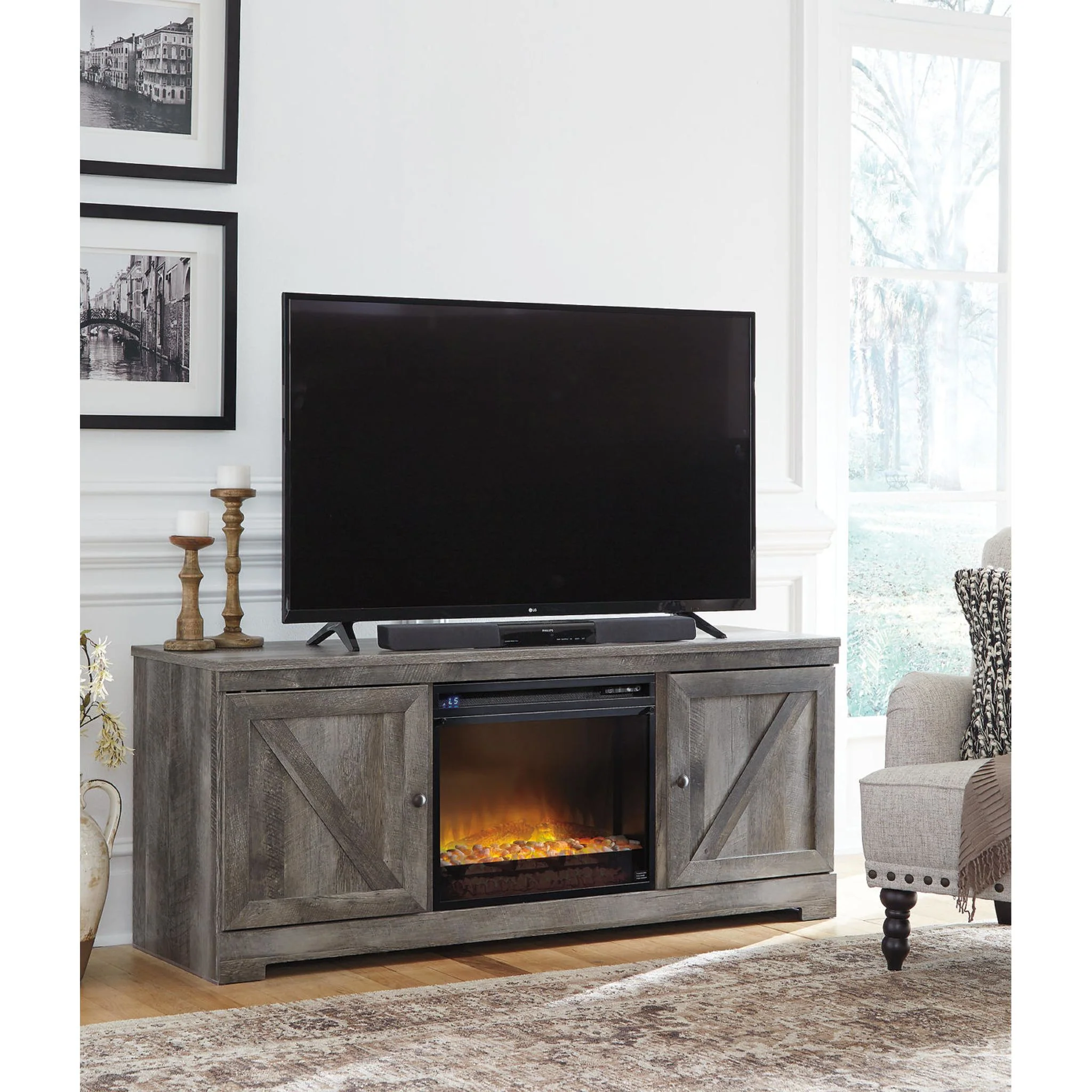 Wynnlow Entertainment Unit with Fireplace - Gray - Image 15
