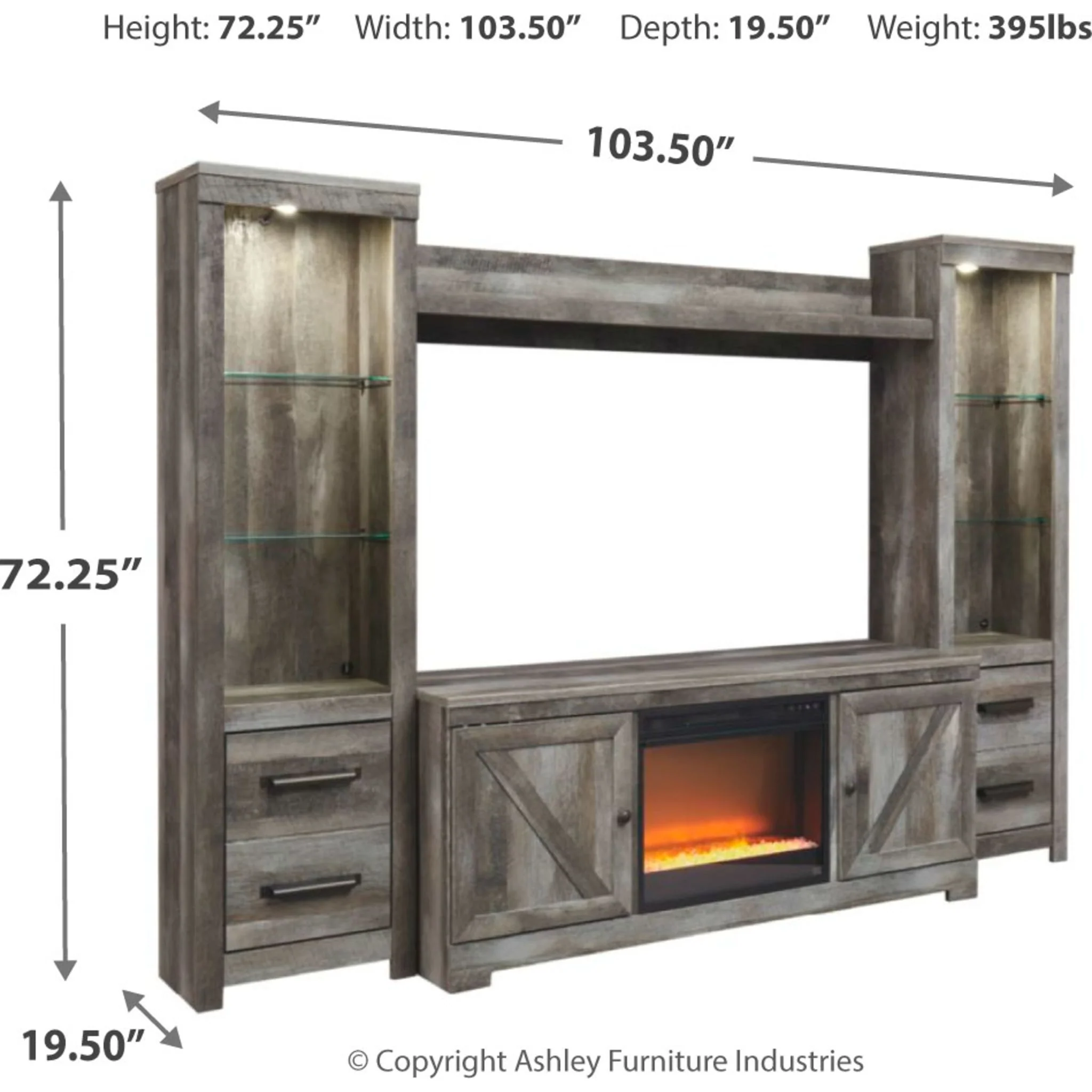 Wynnlow Entertainment Unit with Fireplace - Gray - Image 12