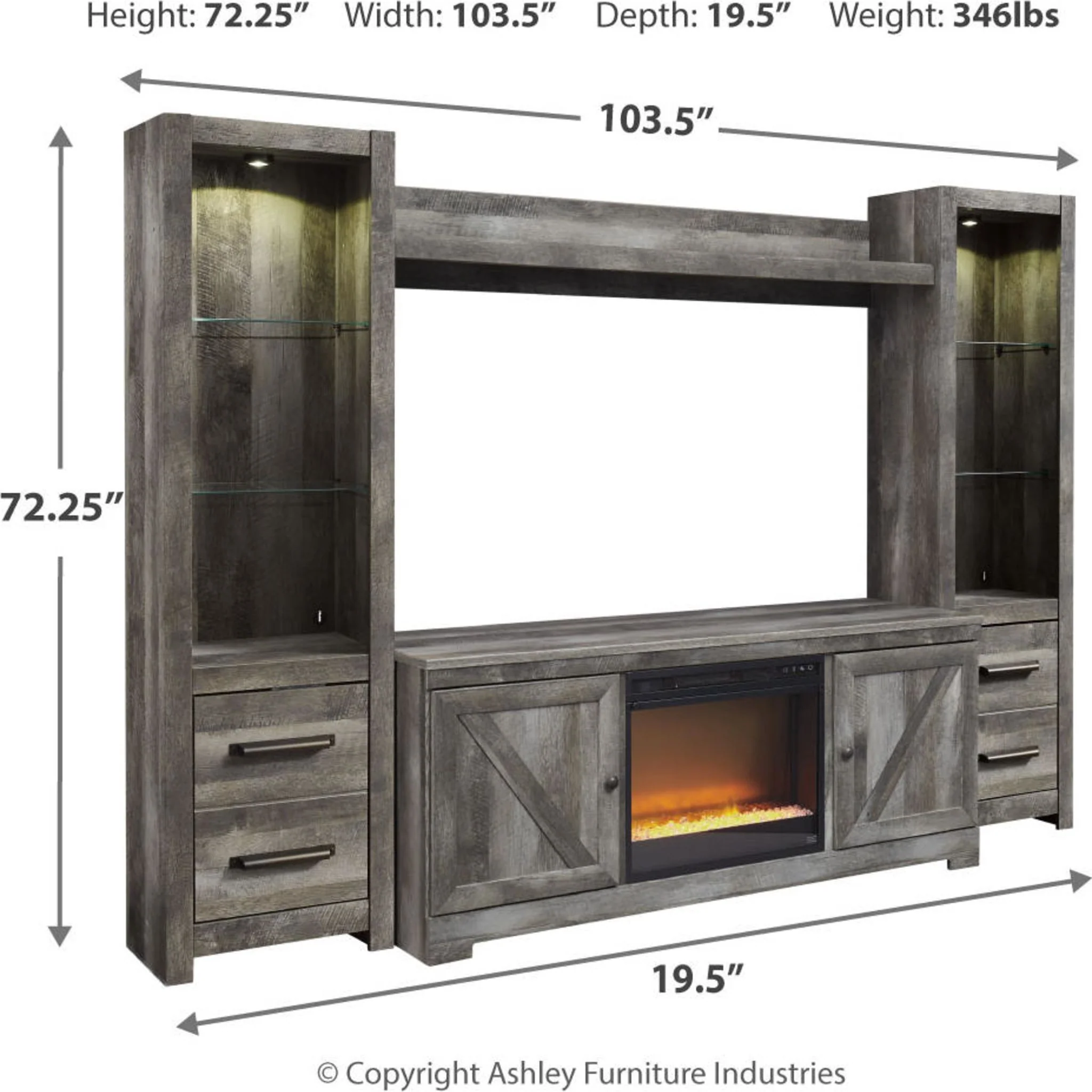 Wynnlow Entertainment Unit with Fireplace - Gray - Image 19