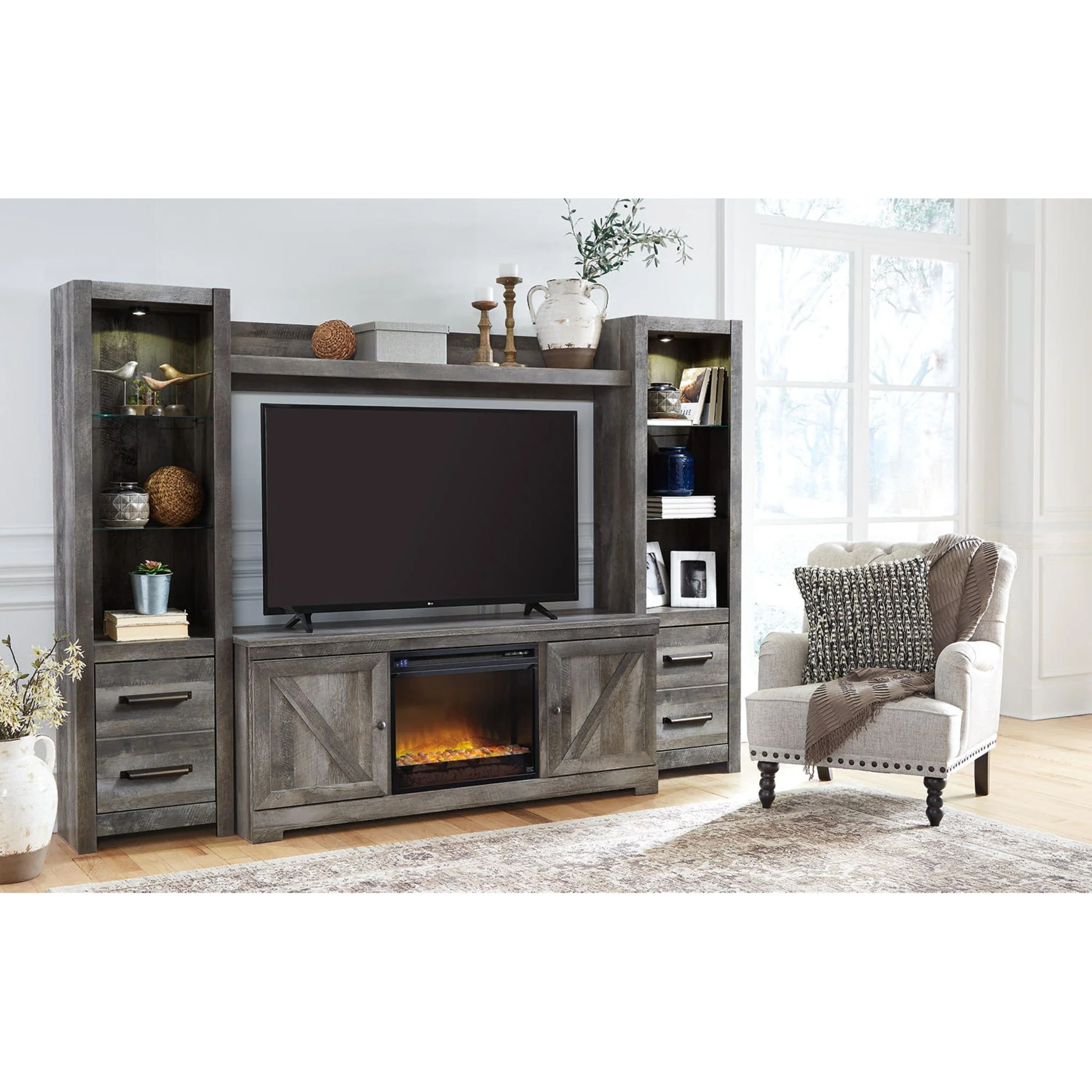 Wynnlow Entertainment Unit with Fireplace - Gray - Image 20