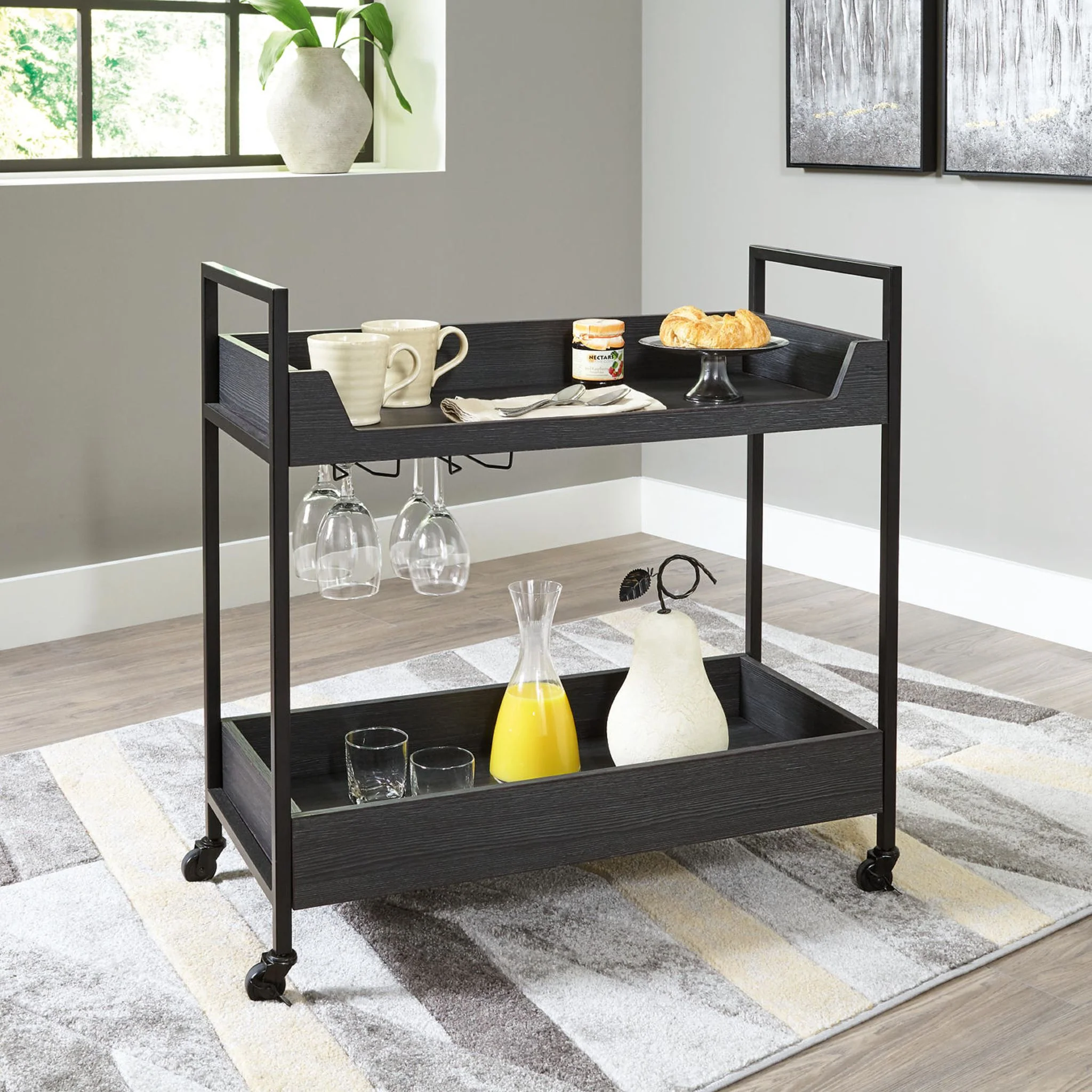 Yarlow Bar Cart - Black/Gray - Image 2