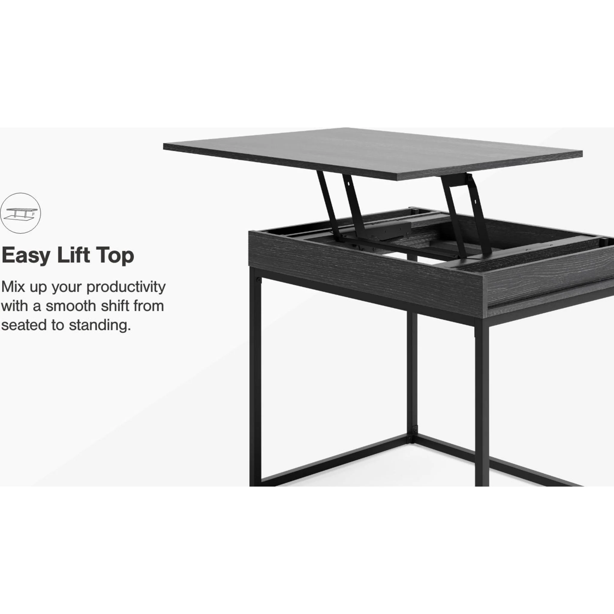Yarlow Lift Top Desk - Black - Image 4
