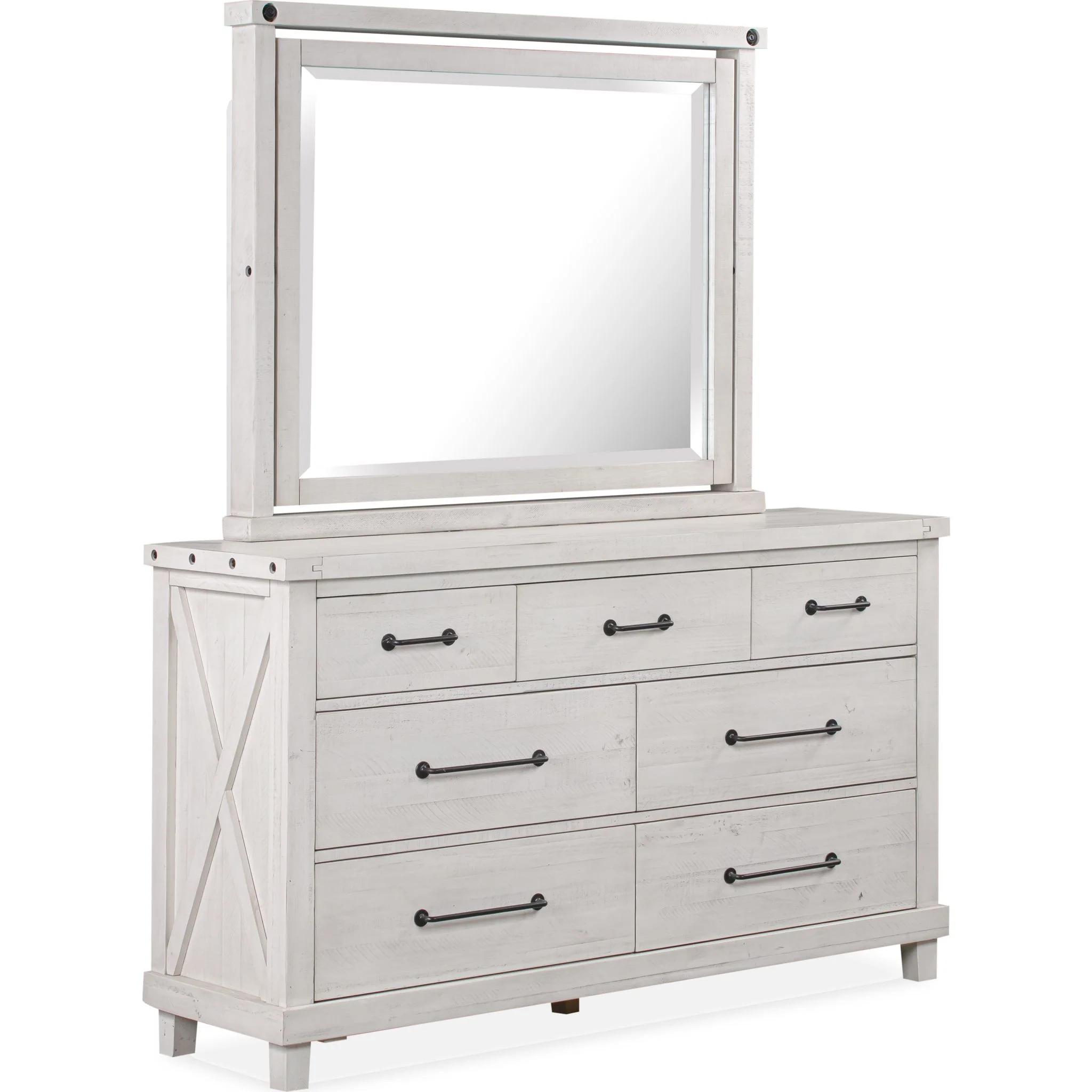 Yosemite 6 Piece Queen Storage Bedroom - Rustic White - Image 3