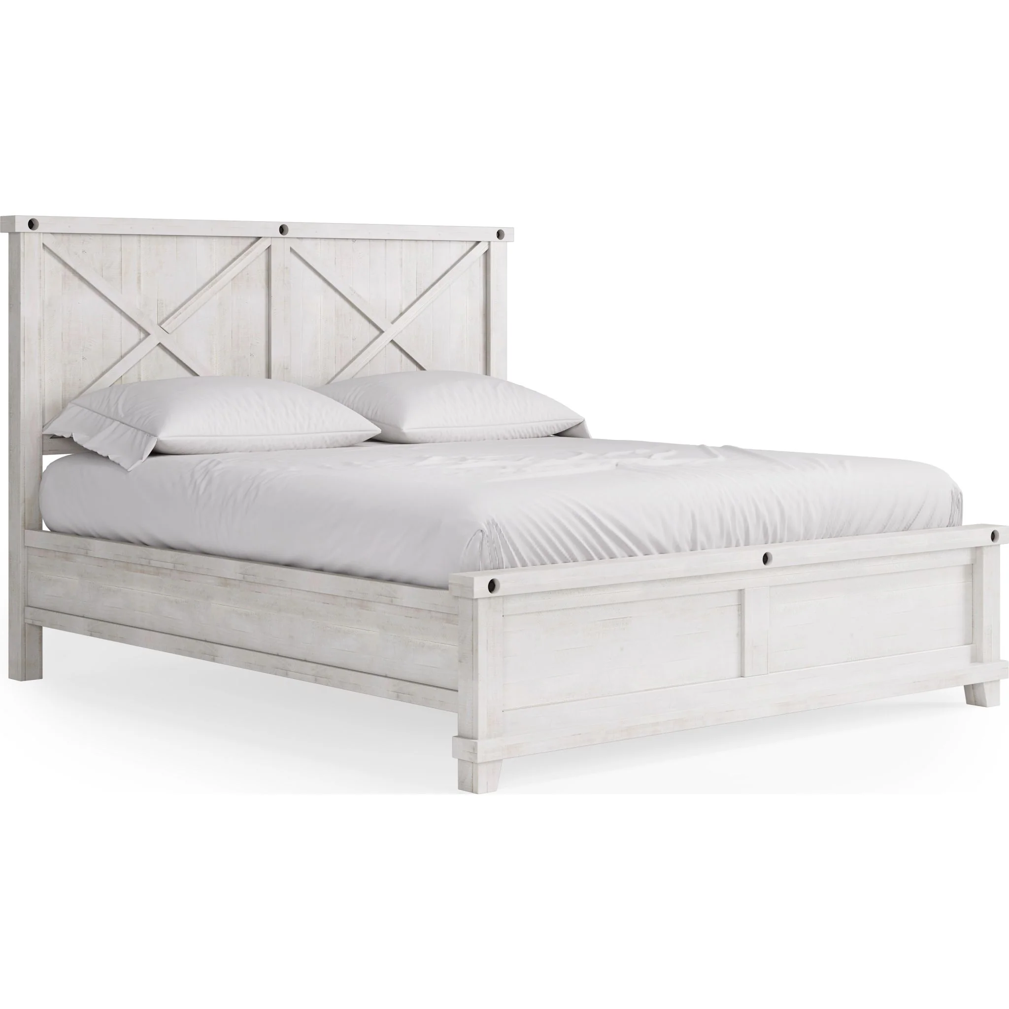 Yosemite King Panel Bed - Rustic White