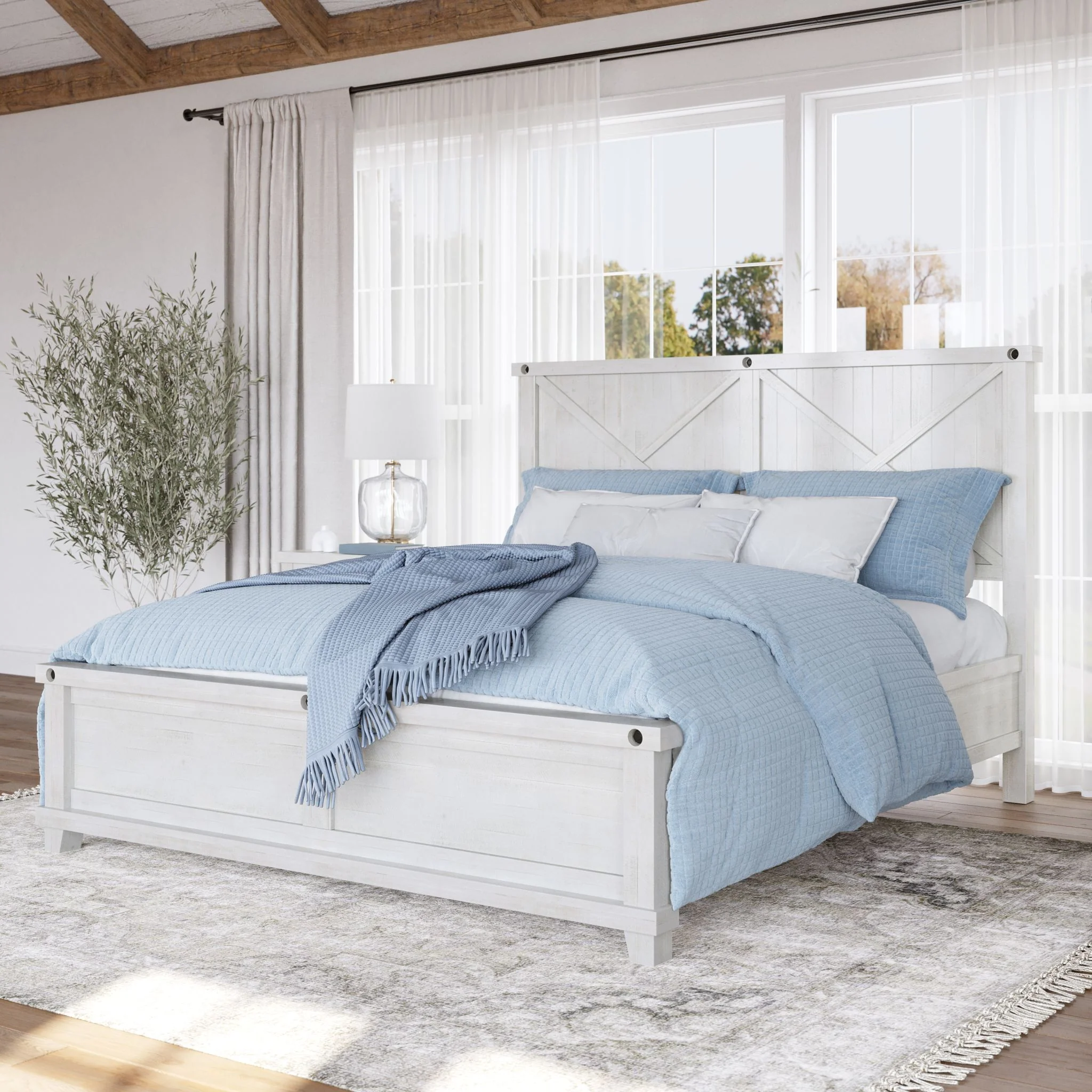Yosemite Queen Panel Bed - Rustic White - Image 6