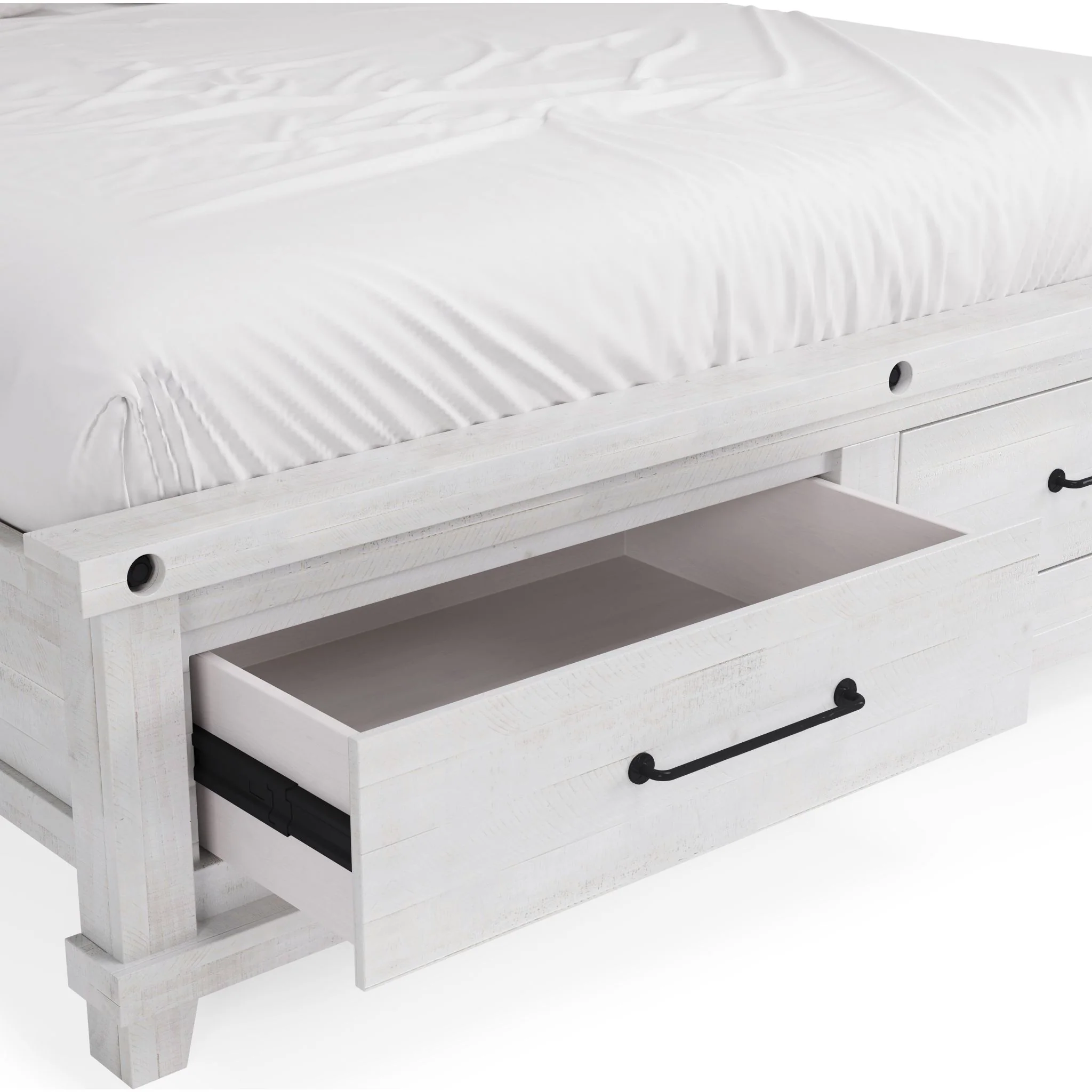 Yosemite Queen Storage Bed - Rustic White - Image 12