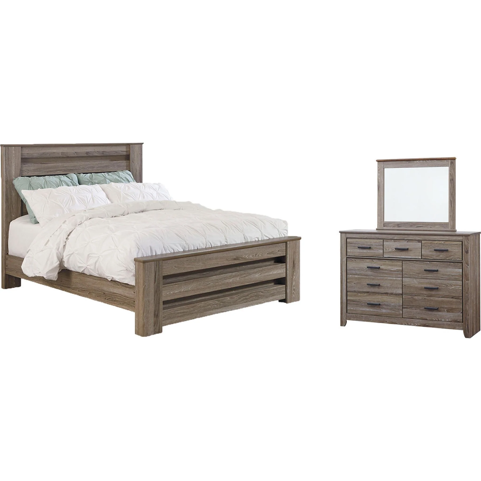 Zelen 5 Piece Queen Panel Bedroom - Warm Grey - Image 11