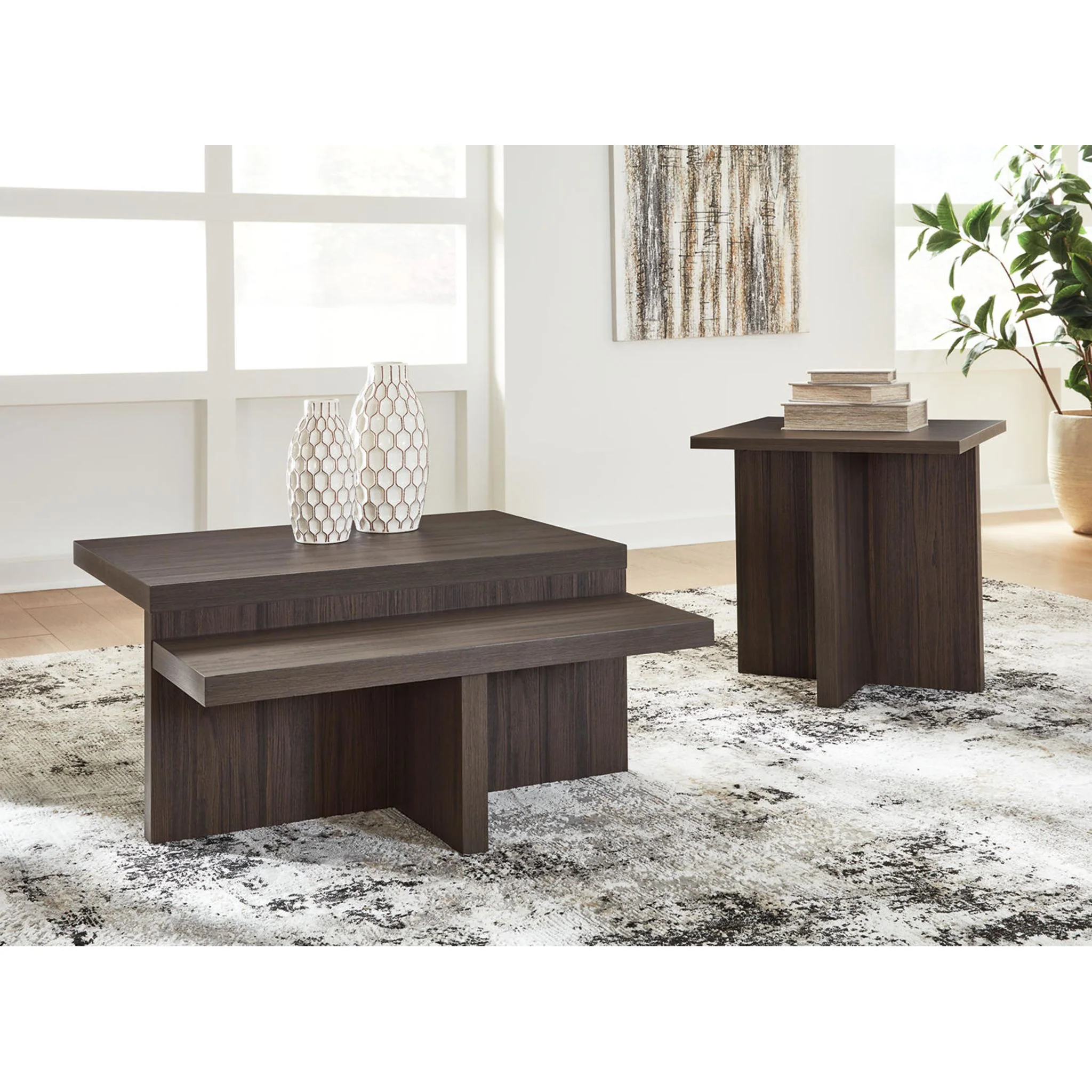 Zendex 2 Pack Tables - Brown - Image 13